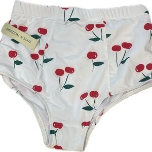 NWT Kingdom & State Cherry Print High-Waisted Bikini Bottom